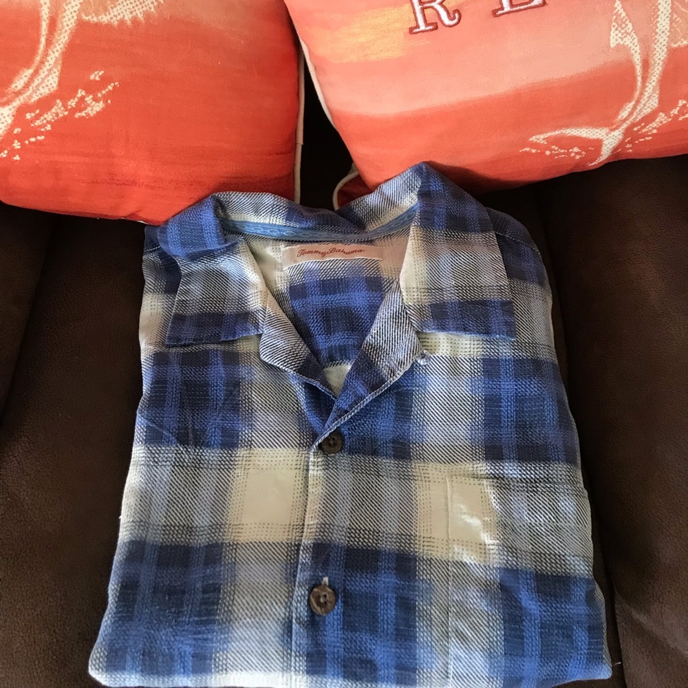 Tommy Bahama, Plaid (Floral), Short Sleeve, XLX